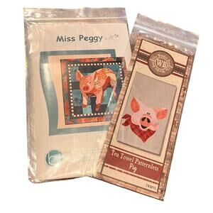Quilting Sewing Patterns PIGS Tea Towel Applique MISS PEGGY PATTERNLETS